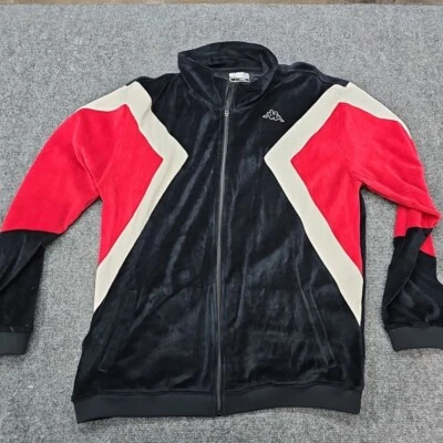 Chaqueta KAPPA Hombres XL Roja Negra Blanca Logo Axel Terciopelo Traje de Pista Top Cremallera Completa Foto 1 de 4