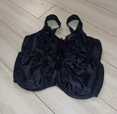2 Bali 3562 Satin Tracings Full Figure Minimizer Bras UW Womens 38DDD Black - Image 1 of 4