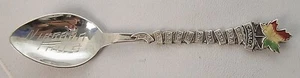 Antique Sterling Silver Spoon Enamel Maple Leaf Niagara Falls Canada w/Provinces - Picture 1 of 7