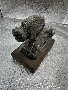 "Figura de búfalo bisonte peltre 3"" DEATON MUSEUM con base de madera - regalo de premio" - Imagen 1 de 8