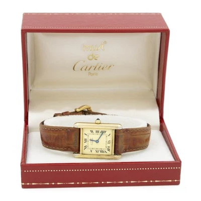 Ladies Cartier Tank Vermeil Quartz 21mm Watch 366001 Cream Dial w/Box #W201699-1 - image 1 of 4