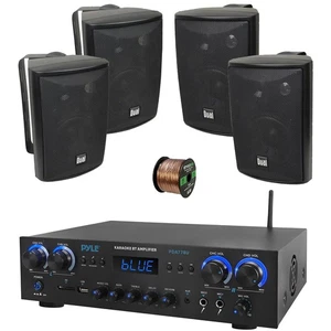 Pyle PDA77BU 4 Canales Home Audio Receptor Bluetooth, 4x 4" 200W Altavoces, Cable - Imagen 1 de 8
