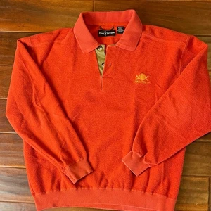 Herren Page & Tuttle Pullover M orange/braun Pulli 1/4 Knopf Baumwolle Polyester - Bild 1 von 5