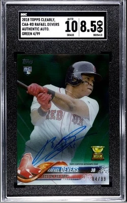 Rafael Devers SGC 8.5  - 10 04/99 Green Auto 2018 Topps Clearly Authentic Rookie - Image 1 of 2