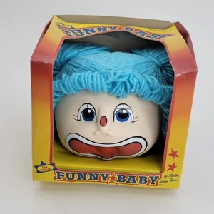 Funny Baby Doll Head w/ RARE BLUE Hair! 1984 Pigtail Martha Nelson Thomas - Picture 1 of 17