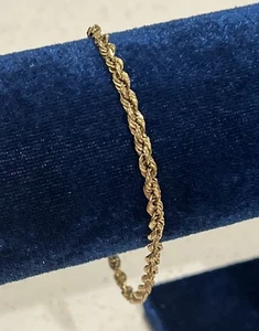 Solid 14k Gold 4mm Rope Bracelet 2.56g  8" - Picture 1 of 11