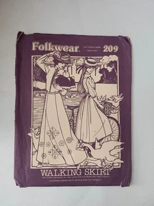 Folkwear 209 Walking Skirt Sewing Pattern Women Sizes S M L Victorian Style - Picture 1 of 5