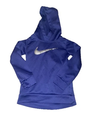 Nike Girl's Rush Violet/Silver Metallic Therma FZ Hoodie Size 4 XS Glittery - Image 1 of 4