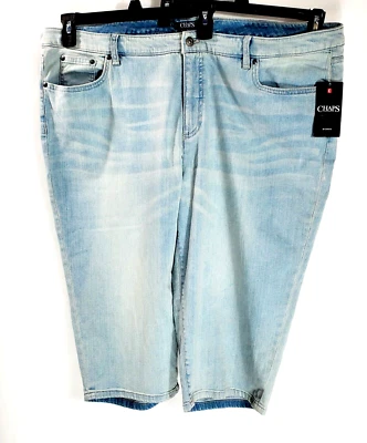 Nuevo Con Etiquetas Chaps Jean Capris Recortado Talla 22W Desteñido Azul Claro Comodidad Foto 1 de 4