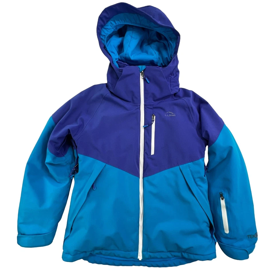 LL Bean Tek Fleece Lined Winter Jacket in Girl's Size M 10/12 Blue - Image 1 of 4