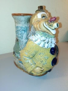 Vintage Clown Italian Brevettato Signed Pottery Pitcher Decanter handmade - Picture 1 of 8