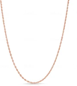 Floreo 14k Rose Gold 1.6mm Solid Rope Chain Diamond Cut Necklace - Picture 1 of 4