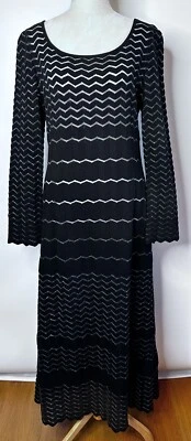 Vestido Escada Negro Tejido Grande Cóctel Noche Manga Larga 40 Dinero Antiguo Foto 1 de 4