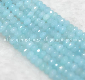 Faceted 2x4mm Blue Aquamarine Gemstone Rondelle Loose Beads 15 inches - Picture 1 of 5