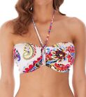 Freya Rococo Bikini Top White Paisley Size 36D Underwired Halter Bandeau 6871