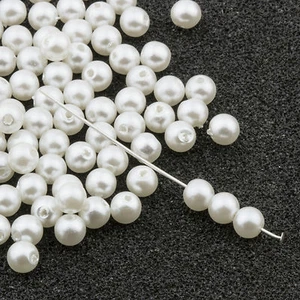 4mm White Acrylic Round Faux Pearl Beads Vintage Japanese 120pcs 10304001 - Picture 1 of 2