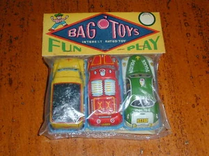 EARLY VINTAGE JAPANESE TIN FRICTION 3 PACK IN FACTORY SEALED PACKAGE - RARE - Picture 1 of 1