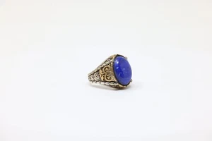 Lapies lazuli natural stone Men (ring size 8.5) silver925 خاتم فضه لابيس لازولي - Picture 1 of 10