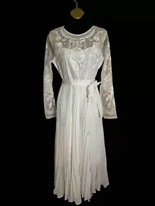 Coast Embroidered Bodice Pleat Skirt Midi Dress UK 10 BNWT Ivory RRP 169 Layered - Picture 1 of 13