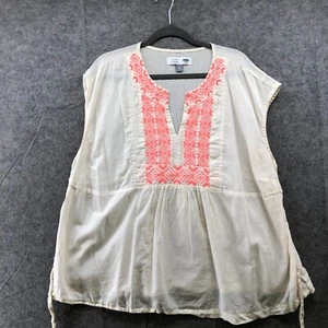 Old Navy Maternity Sleeveless Blouse Womens XXL Embroidered Babydoll Tie Waist - Picture 1 of 9