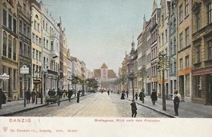 Ak Pommern "Danzig - Gdańsk, Breitegasse, .. Krantor"; Kleinf; gest. 12.10.10 su - Bild 1 von 2