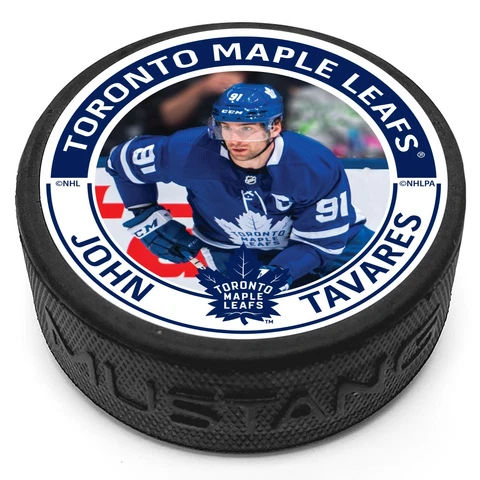 John Tavares Toronto Maple Leafs NHL Action Photo Puck w/3-D Engraved Texture Cover