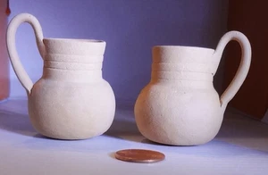 2 Vintage 1:12 Vases (or mugs) Terracotta Clay Unglazed Handmade Mexican - Picture 1 of 4