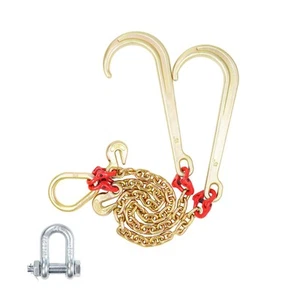 5/16" x 2' G80 Tow Chain J Hook V-Chain Bridle Grab Hook Wrecker 10800 lbs - Picture 1 of 12