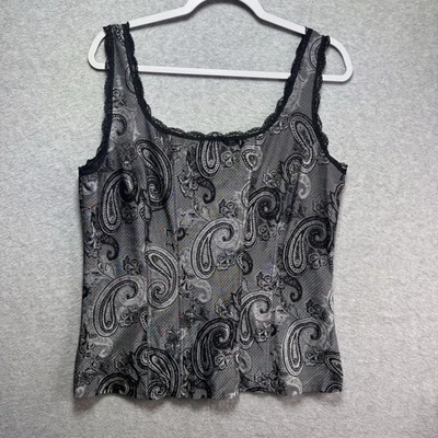 WHBM Casa Blanca Mercado Negro Corsé Camiseta sin Mangas Mujer XL Negro Metálico Gris Encaje Foto 1 de 4