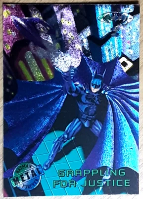 1995 Batman Metal Forever Card 40 GRAPPLING FOR JUSTICE. - Image 1 of 3