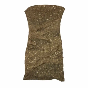 Nikibiki Y2K Pailletten trägerlos gerafft Bodycon Partykleid Gold Damen Medium - Bild 1 von 6