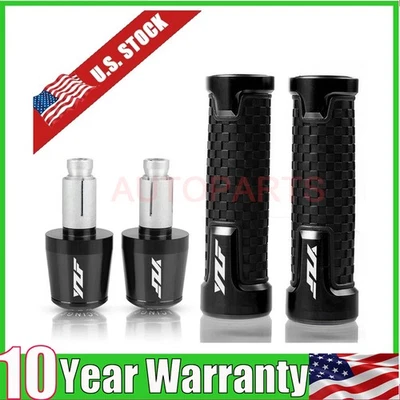 Motorcycle 7/8" Handlebar Hand Grips Handle Bar End Cap For Yamaha YZF R3 R6 R1 — 第 1/4 张图片