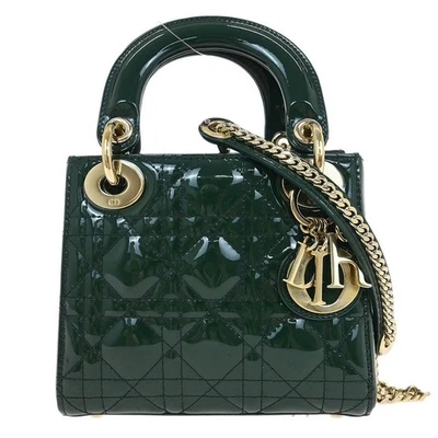 Bolso de mano Christian Dior verde charol dama Dior Cannage 144919 Foto 1 de 4