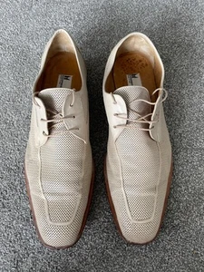 Moreschi Cream Leather Perforated Lace Up Shoes Loafers Mens UK 11 US 12 - Picture 1 of 6