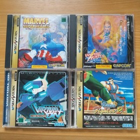 Sega Saturn Lot of 4 Game Marvel Super Heroes Vampire Hunter Virtua Fighter 2 SS