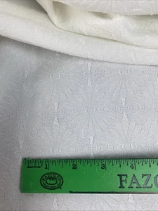 Vintage 70er Mod Polyester Strickstoff strukturiert weiß Blumen Retro 1,3 Yard x 60" - Bild 1 von 7