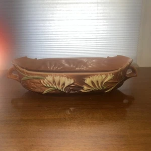 Roseville Freesia Brown 1945 Vintage Art Pottery Ceramic Console Bowl 468-12 - Picture 1 of 4