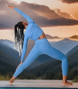 NWT$98 SWEATY BETTY Workout Leggings Women S Motion Jacquard Blue Stretch Pocket - Picture 1 of 20