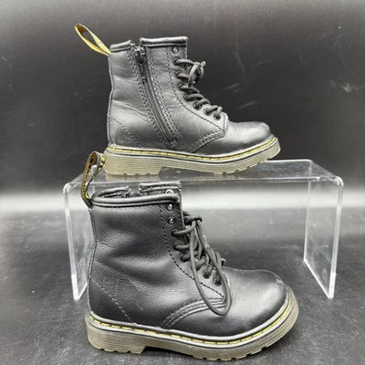 Dr. Martens 1460T ребенка ясельного возраста ботинки размер 7 черная кожа молнии кружева AirWair прыжки - Изображение 1 из 4