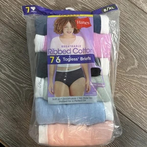 Hanes 7pk Briefs Underwear Womens Size 8 Breathable Ribbed Cotton No Ride Up - Picture 1 of 3