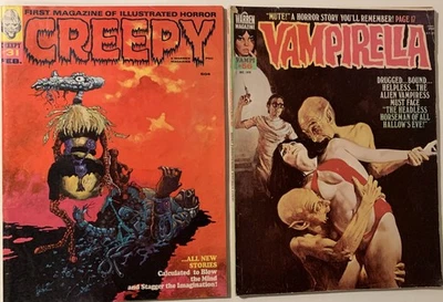 LOT OF 2 CREEPY 31/VAMPIRELLA 56 WARREN B&W HORROR 1969-76 RARE TO AUCTION - Image 1 of 4