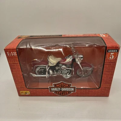 Harley Davidson 1:18 Maisto 1962 FLH Duo Glide Red/White Motorcycle Series 5 '98 - Image 1 of 4