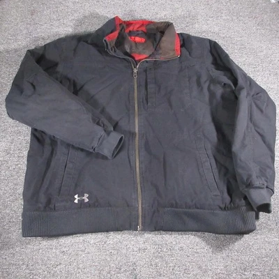 Chaqueta Under Armour Para Hombres 3XL Negra Roja Cremallera Completa Bombardero Lona Prendas Exteriores Abrigo Foto 1 de 4