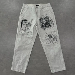 Pantalones Obey Hardwork Blanco Graffiti Estampado Plantilla Para Hombre Talla 32 Algodón Caos Raro - Imagen 1 de 21