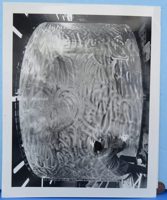 NASA Boeing PRESS RELEASE Photo vtg Apollo SATURN V Rocket Panel 8 x 10" B&W - Image 1 of 3