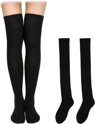 1 Pair Thigh High Socks - Cotton Soft Knee High Long Stockings Women Leg Warmers - Image 1 of 4
