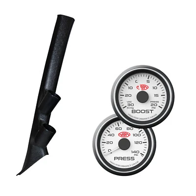 Subaru Impreza WRX 1993-00 Pillar Pod w/ White Turbo Boost & Oil Pressure Gauge - Image 1 of 4