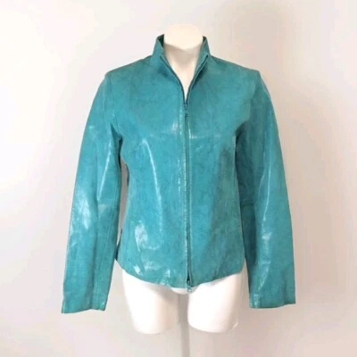 Chaqueta de fiesta Express 100 % cuero con estampado de piel de serpiente vanguardista llamativa para mujer EE. UU. 7/8 Foto 1 de 4