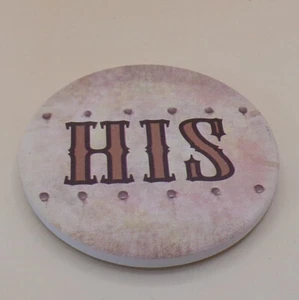 His Ceramic Car Coaster 2.5" Round New Ganz - Picture 1 of 2