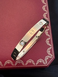CARTIER 4 DIAMOND LOVE BRACELET SIZE 16 - Picture 1 of 10
